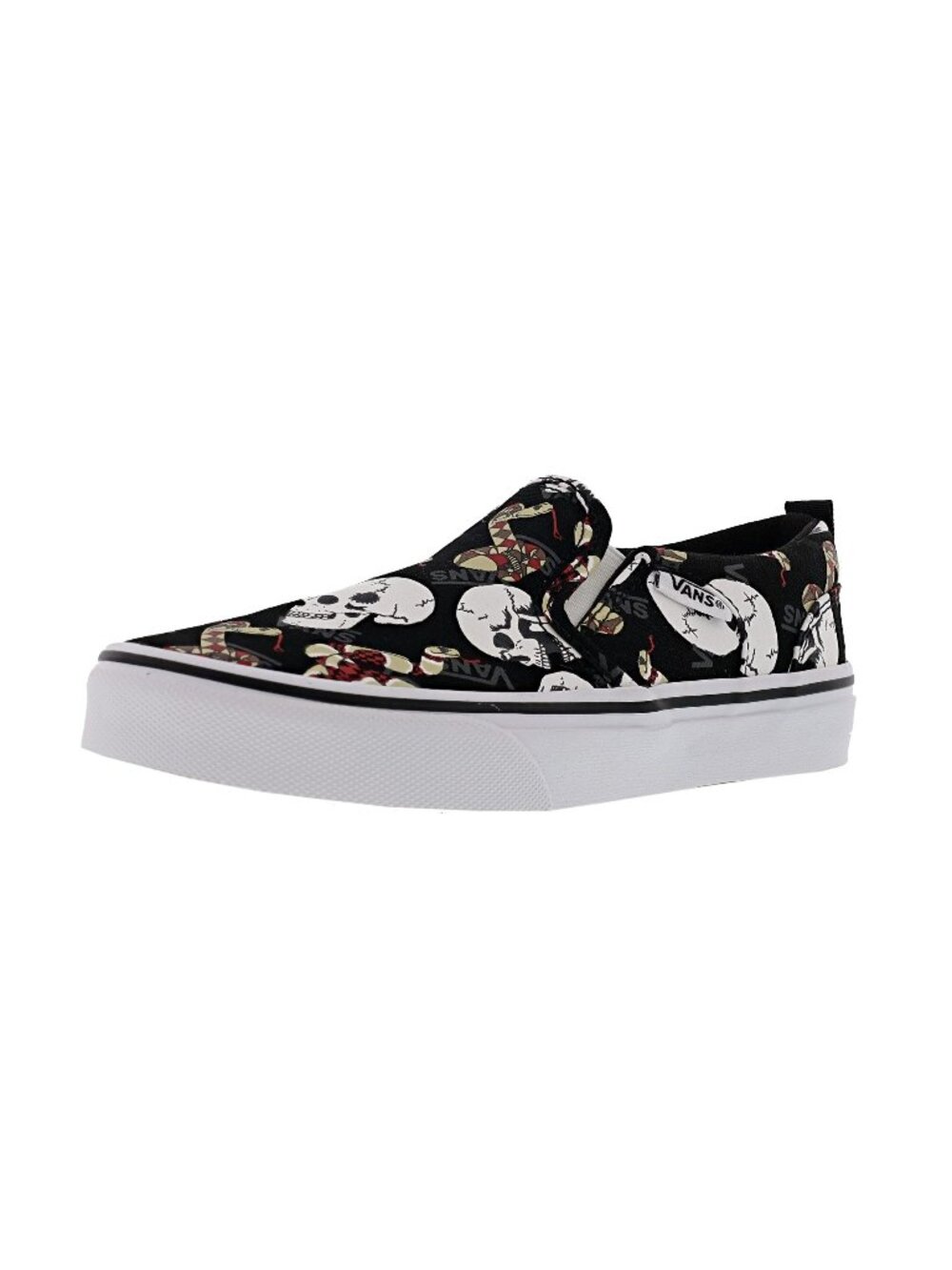 Vans Kid's Asher Skull & Snake Graphic Print Slip On Sneakers, Size 11